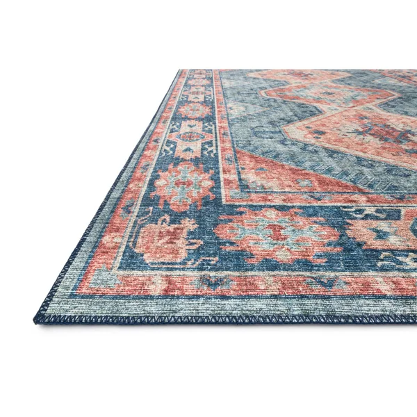Alexander Home Leanne Traditional Distressed Printed Area Rug, Size: 9& x 12&, Blue