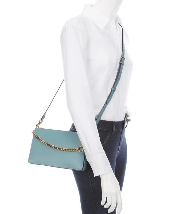 Coach 78801 Refined Calf Leather Signature Chain Crossbody Bag, Everglade