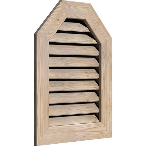 Ekena Millwork GVWOT18X2201SFUPI 18x22W x 22x22H Octagonal Top Gable Vent (23x22W x 27x22H Frame Size): Unfinished, Functional