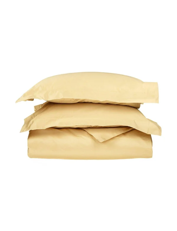 Egyptian Cotton 1500 Thread Count Solid Duvet Cover Set Full/Queen-Gold