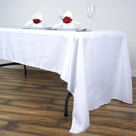 Balsacircle 6 Pcs 60x126-Inch White Rectangle Polyester Tablecloths Table Cover Linens for Wedding Party Events Kitchen Dining