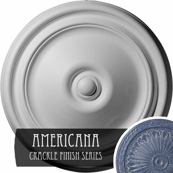 12x22OD x 1 3/4x22P Reece Ceiling Medallion (Fits Canopies Up to 2 3/8x22) - Hand-Painted Americana Crackle