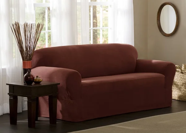 Maytex Reeves Stretch 1-Piece Loveseat Slipcover, Red