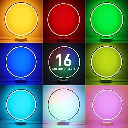 SUNY 7 Colors Dimmable Bedroom Nightstand Lamps, 6 Lighting Effect Modes LED Bedside Lamp Warm Light Modern Circle Table Lamp
