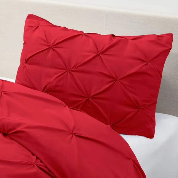 Nestl Pinch Pleat 3-Piece Duvet Cover Set - Mauve - Full - 68 x 90 inches