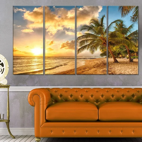 Gorgeous Beach of Island Barbados - Modern Seascape Canvas Oversized
