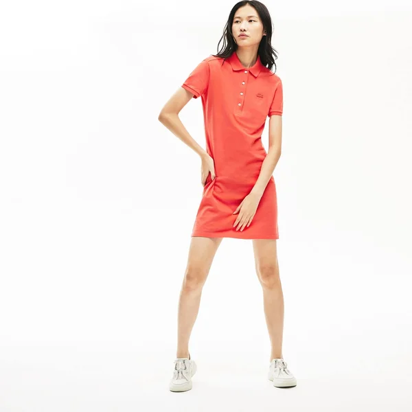 Lacoste Women's Short Sleeve Slim Fit Stretch Pique Polo Dress
