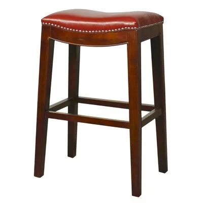 Juelz Counter & Bar Stool Three Posts Seat Height: Bar Stool (30.5x22 Seat Height), Color: Cinnamon, Upholstery: Red