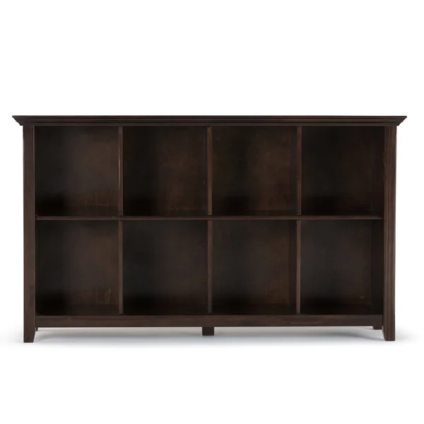 Wyndenhall Normandy Solid Wood 33 inch x 57 inch Transitional 8 Cube Storage Sofa Table - 57x22W x 15.75x22D x 33x22H - Brunette