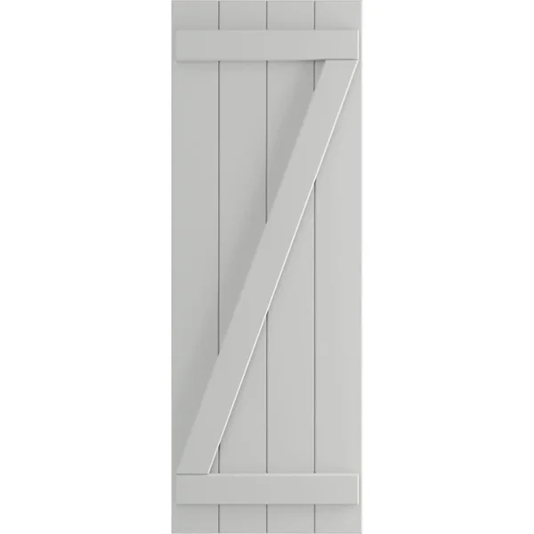 Ekena Millwork 21-1/2x22 x 57x22 True Fit PVC Four Board Joined Board and Batten Shutters w/Z-Bar - Hailstorm Gray (Per Pair)