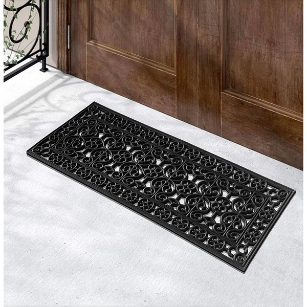 A1HC Scrollwork 18 in. x 48 in. 100% Rubber Beautifully Hand Finished Elegant Large Doormat for Indoor/Outdoor Use - Copper
