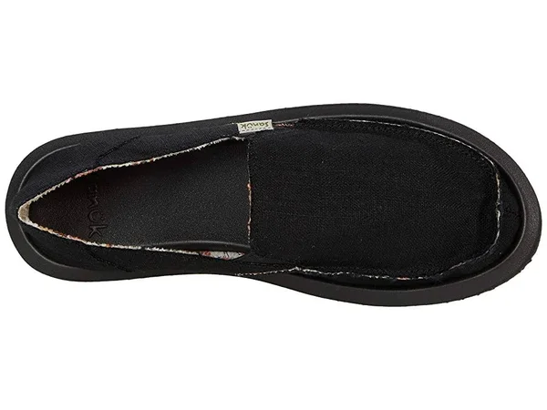 Sanuk Donna Soft Top Hemp Women's Shoes Black : 5 B - Medium