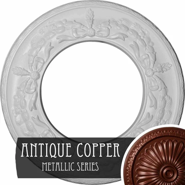 13 1/4x22OD x 7 1/8x22ID x 7/8x22P Salem Ceiling Medallion (Fits Canopies Up to 7 1/8x22) - Hand-Painted Green Gold