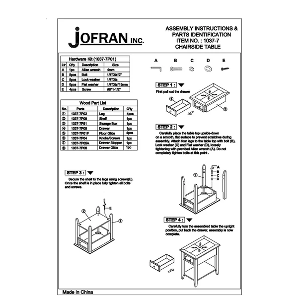 Jofran Chairside Table - Espresso