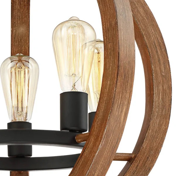 Possini Euro Cass 19x22 Wide Painted Wood 5-Light Orb Pendant