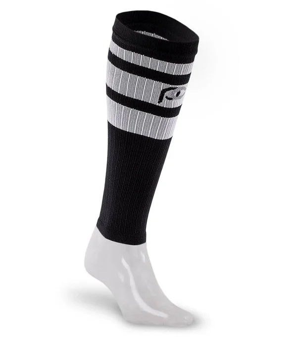 Pro Compression Calf Sleeves, Black Classic Stripe, L/XL, Best Compression Sleeves for Men, Women, Running, Sports