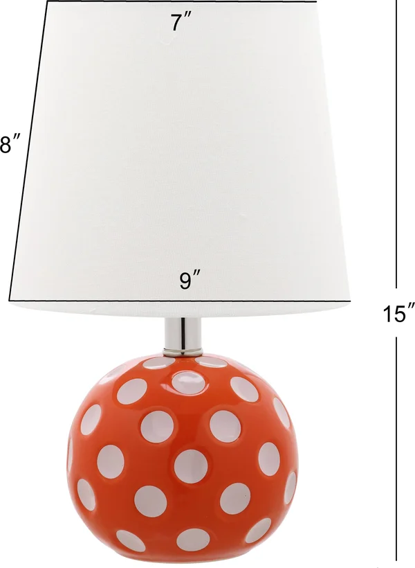 Safavieh Kids Polka Dot Circle Mini Table Lamp with CFL Bulb, Orange/White