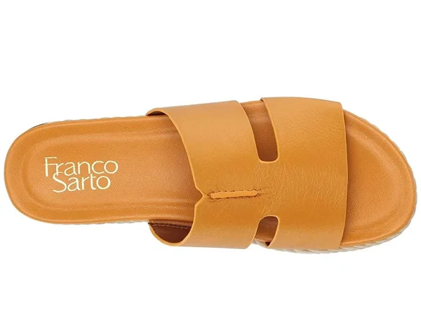 Franco Sarto Women's Kenny Platform Slide, Goldenrod Bazini Leather