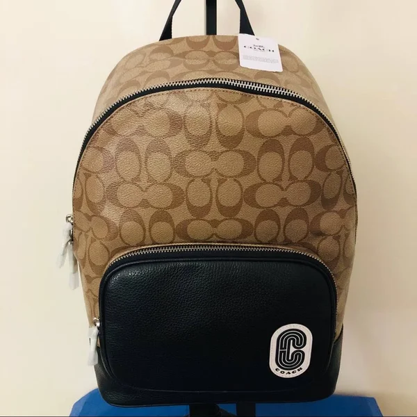 Coach Bags - Coach Court Backpack in Signature Canvas, Color: Black/Brown, Size: Large, Greciafashion&s Closet
