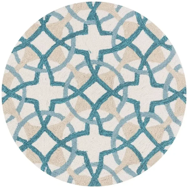 Alexander Home Valentina Hand-Hooked Floral Area Rug - Ivory/Teal 3&6x22 x 5&6x22