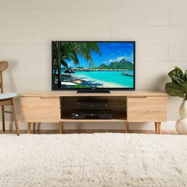 Aldrige Wood TV Stand Oak Finish
