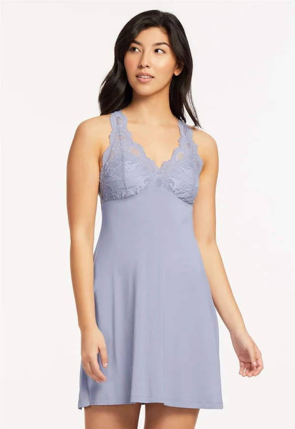 Fleur&t Belle Epoque Lace T-Back Chemise in Eventide Purple, Size Large, Journelle