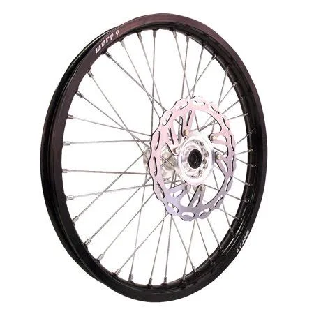 Warp 9 Complete Wheel Kit - Front 21 x 1.60 Black Rim/Silver Hub/Silver Spokes and Nipples 89-22112