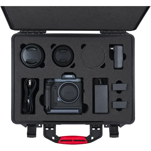 HPRC 2500 Resin Hard Case with Foam for Fujifilm Gfx100, Black with Red Handle GFX100-2500-01