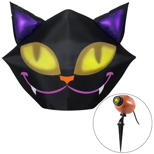 Gemmy Industries Yard Inflatables Smiling Cat with Eyes 4 ft
