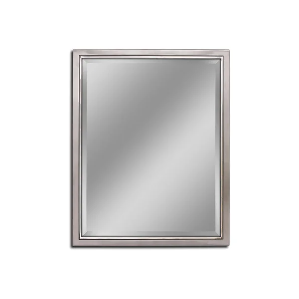 24 in. W x 30 in. H Classic Metal Framed Wall Mirror in Brush Nickel - Chrome