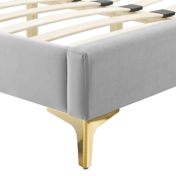 Lindsey Performance Velvet King Platform Bed - Light Gray