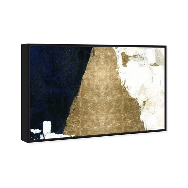 Oliver Gal Abstract Wall Art Framed Canvas Prints 'Night and Day' Paint - Gold, Gold - 45 x 30