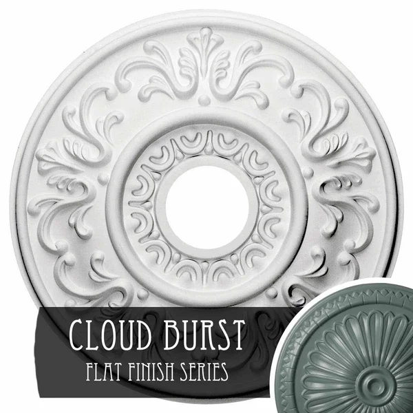 18 inchod x 3 1/2 inchid x 1 inchp Valletta Ceiling Medallion (Fits Canopies Up to 3 1/2 inch), Hand-Painted Cloud Burst