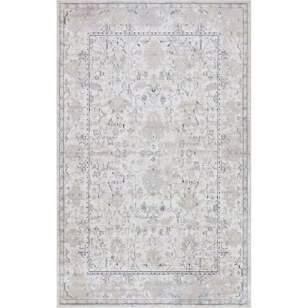 Porch & den Regal Distressed Floral Field Area Rug - 5& x 8& - Blue