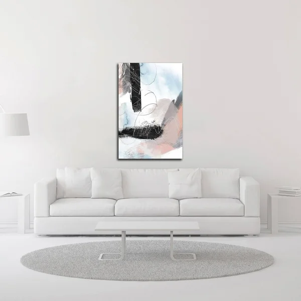 Tangletown Fine Art 36x22 x 24x22 Abstract Blush NO. 1 by Louis Duncan-He Print on Canvas