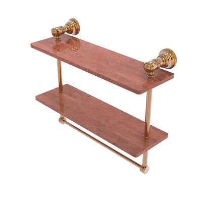 Freyja 2 Piece Solid Wood Tiered Shelf with Towel Bar Charlton Home Finish: Brushed Bronze - Size: 5.54x22 H x 16x22 W x 9.5x22 D