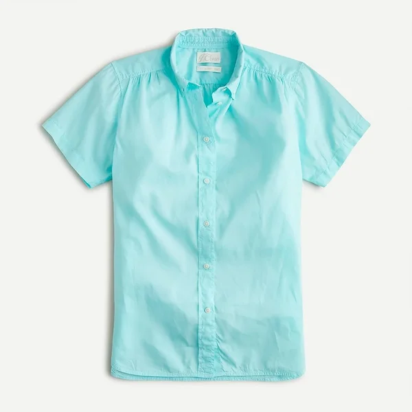 J.Crew Womens Classic-Fit Short-Sleeve Lightweight Cotton Poplin Shirt (Size 6)