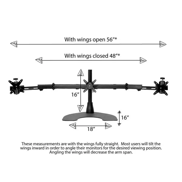 Ergotech Triple LCD Monitor Desk Mount Stand with Telescopic Wings/3 Screens Up