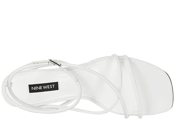 Nine West Women's Nolan Strappy Sandal, Size: 9, White Leather
