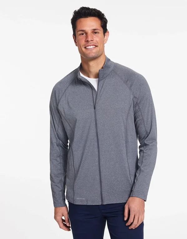 UPF 50+ Sun Protective Essential Full Zip Jacket for Men, Solbari Light Grey