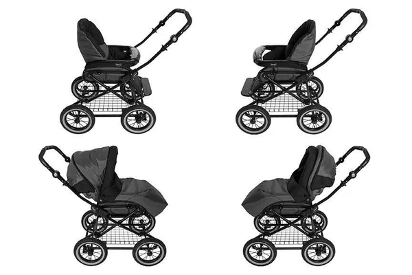 Roan Kortina Classic Pram Stroller 2-in-1 with Bassinet and Seat, Gray