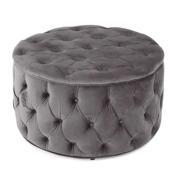 Maelyn Plush New Velvet Ottoman - Dark Gray