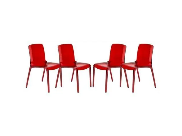 LeisureMod Murray Mid-Century Modern Dining Side Chair in Red Set of 4