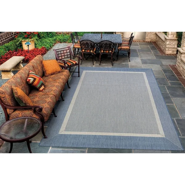 Pergola Channel Indoor/ Outdoor Area Rug - 5&3x22 x 7&6x22 - Champange/Blue