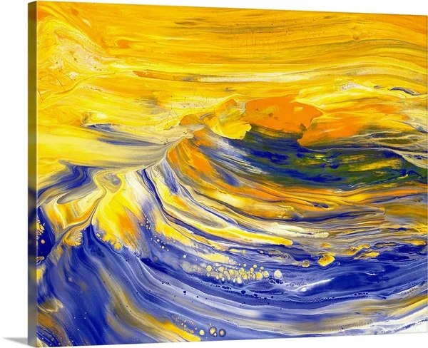 Oil Painting in Yellow and Blue Colors, Front View, Canvas Wall Art, 45x36, Great Big Canvas