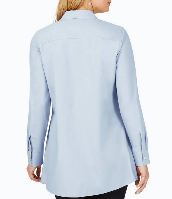Foxcroft Cici Non-Iron Tunic Blouse - Blue - 6