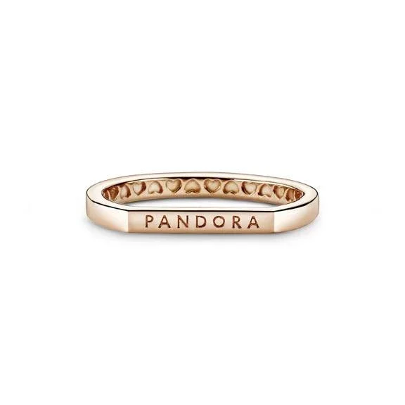 Pandora Logo Bar Stacking Ring - Size 5, Gold, 189048C00-50