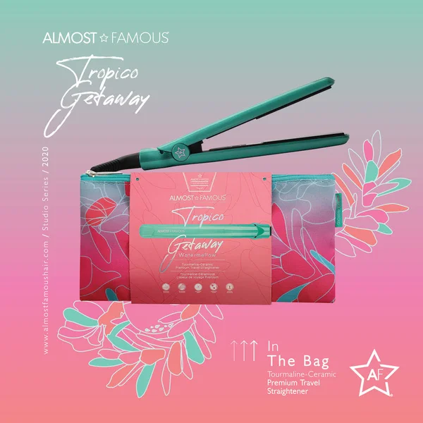 Almost Famous - 0.5 inch Tropico Getaway Mini Travel Flat Iron with Designer Bag - Watermellow
