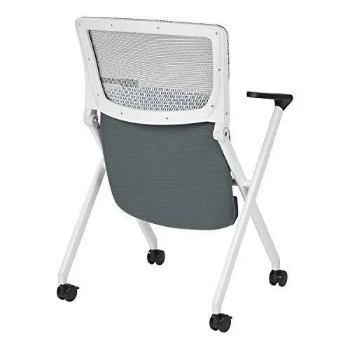 Folding Chair with Breathable Mesh Back and Gray Fabric Mesh Seat