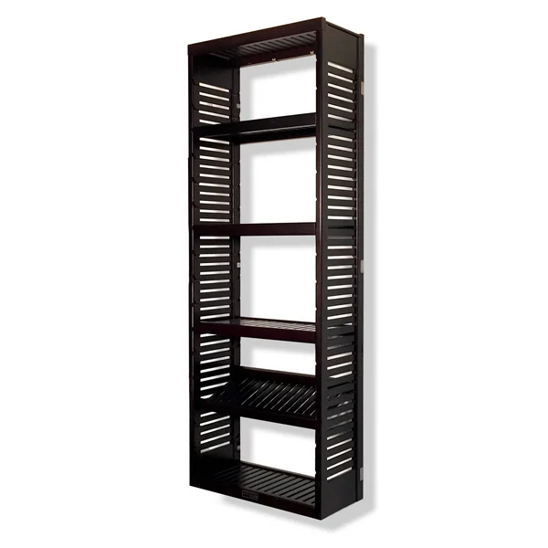 John Louis Home 12in Deep Solid Wood Premier Woodcrest Storage Tower Espresso